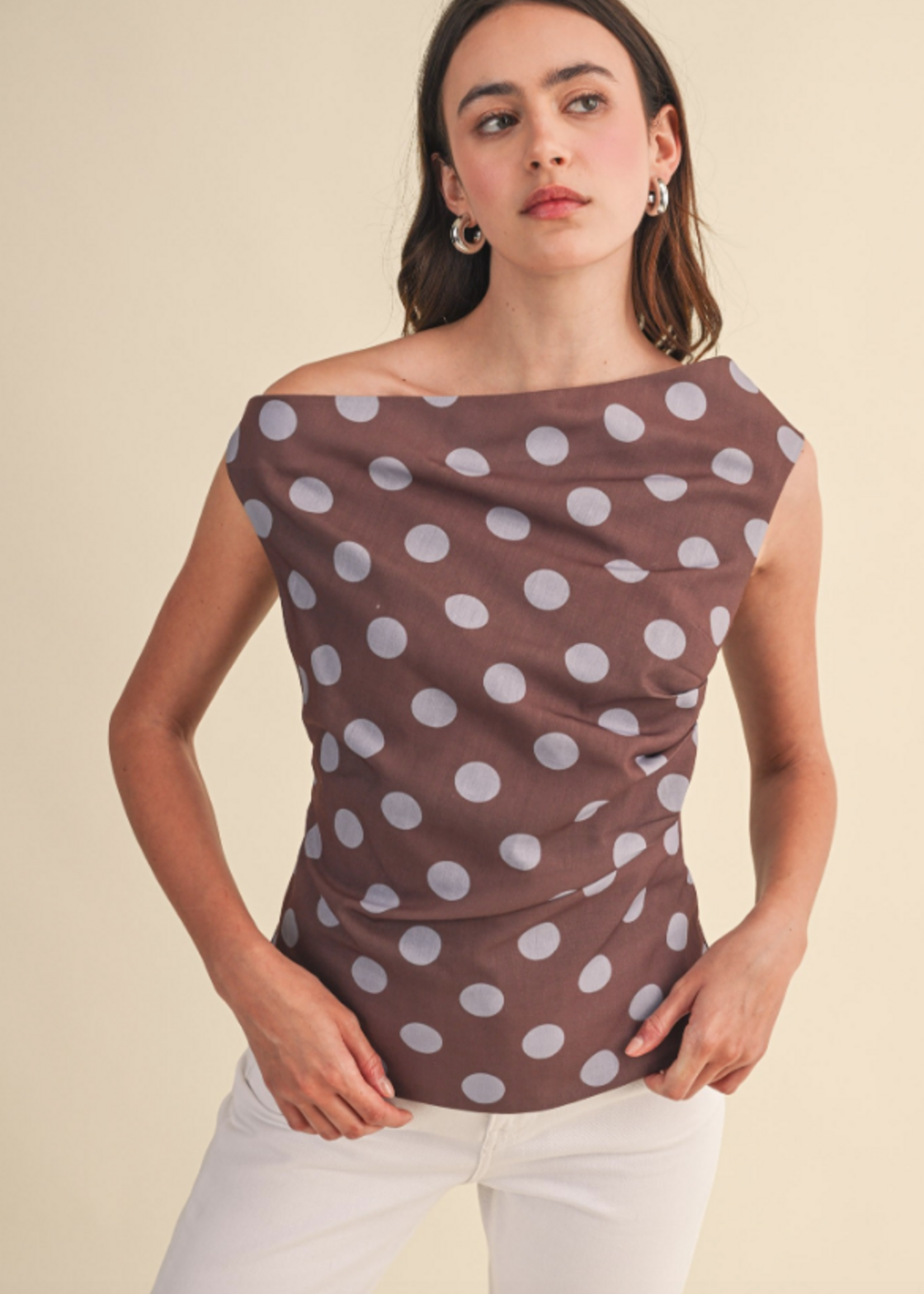 Pretty Polka Dot Brown Top