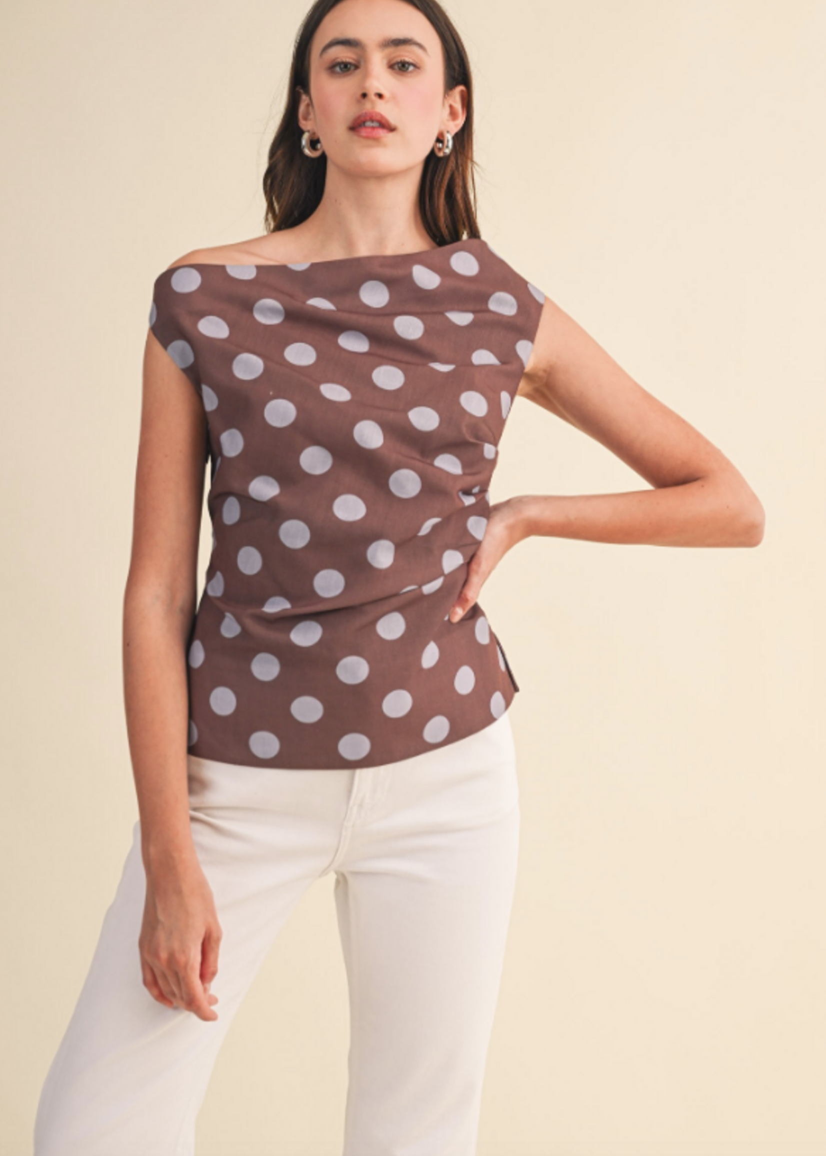 Pretty Polka Dot Brown Top