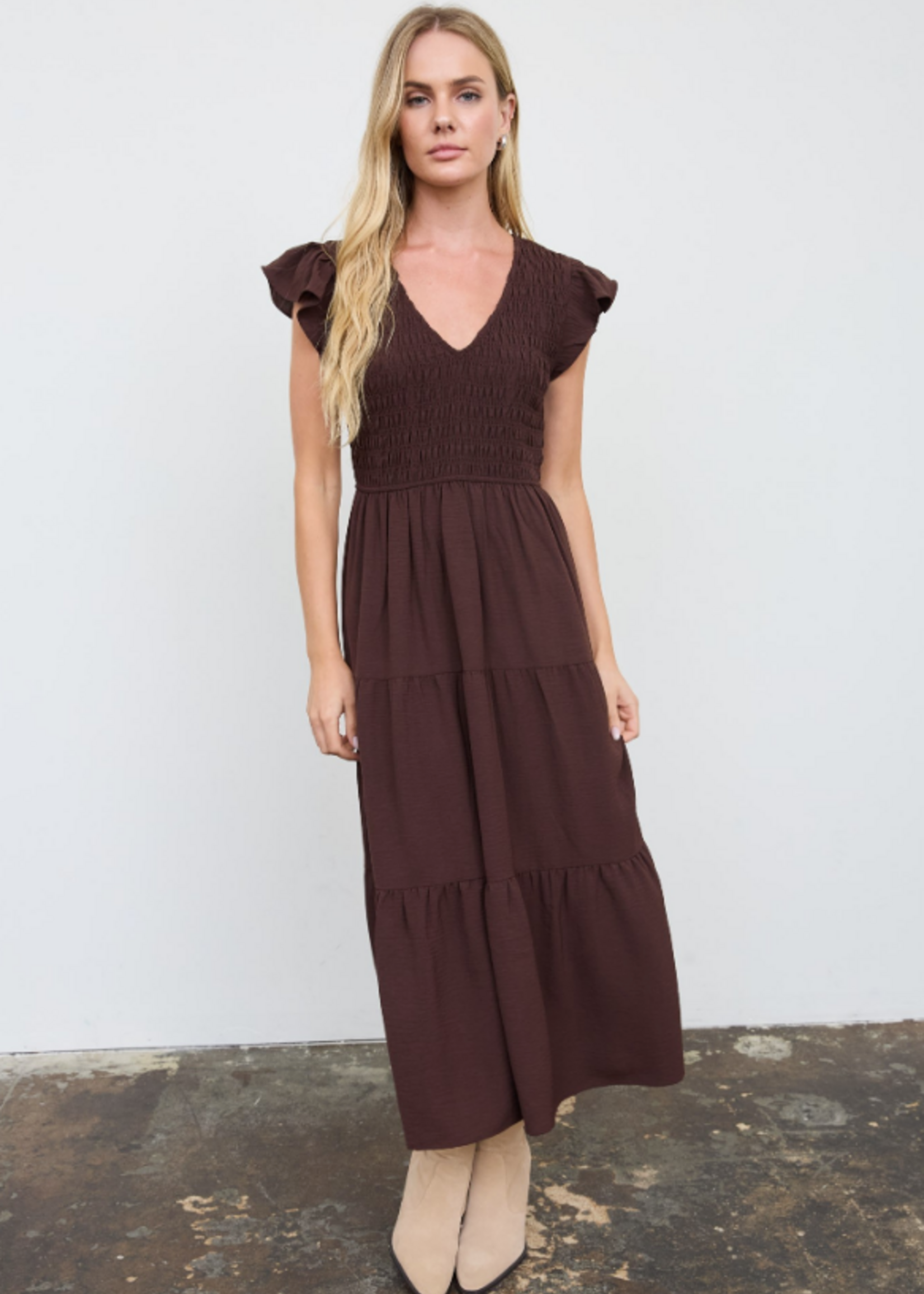 Flutter Sleeve Midi Dress (5 Colors)
