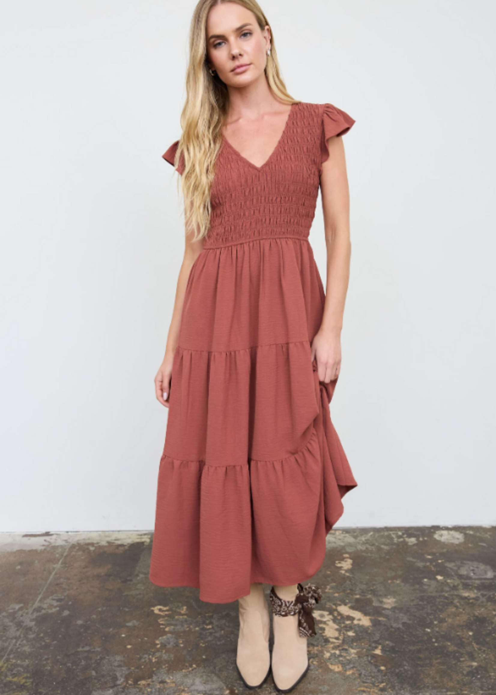 Flutter Sleeve Midi Dress (5 Colors)