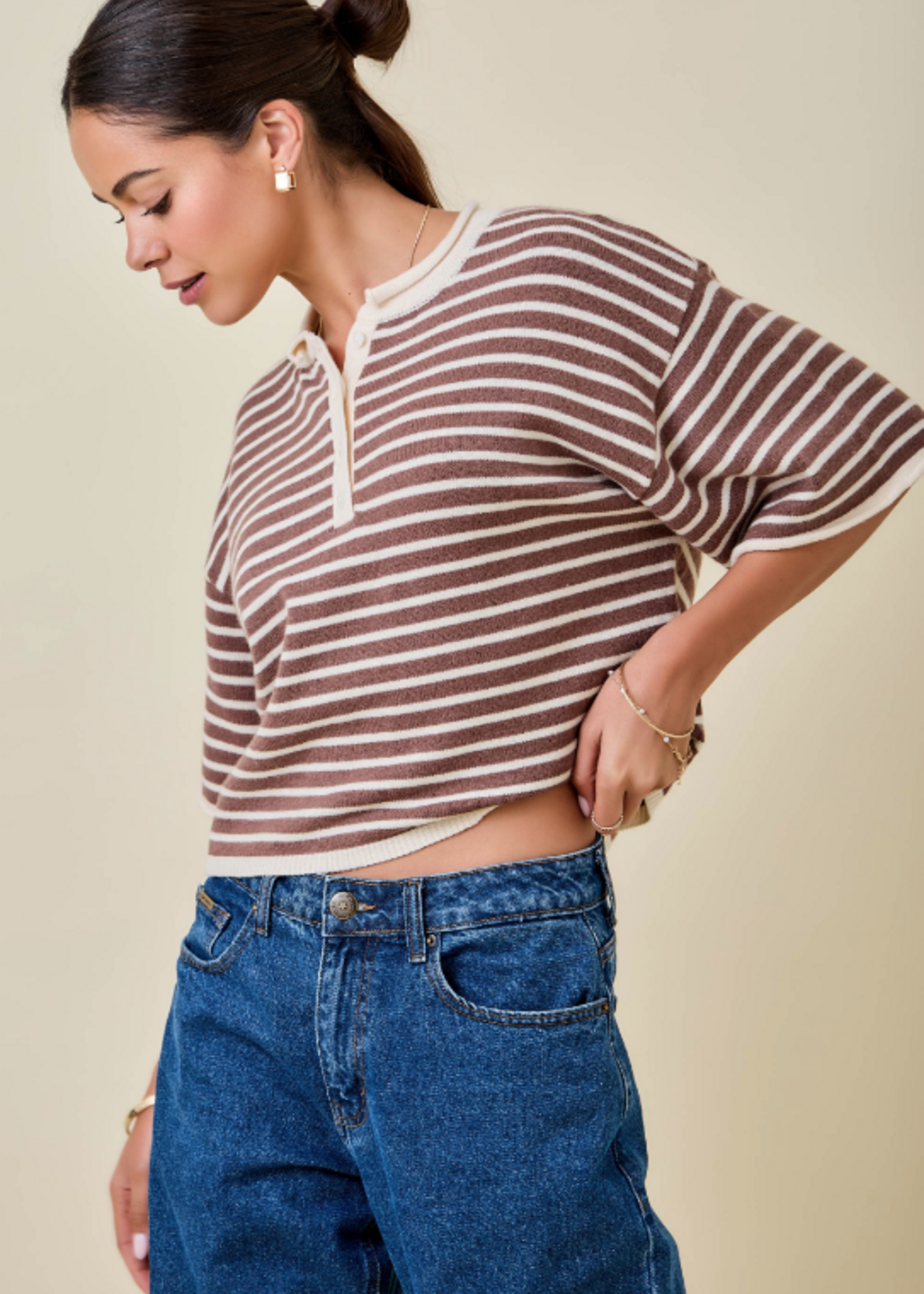 Fall Stripes Henley Top