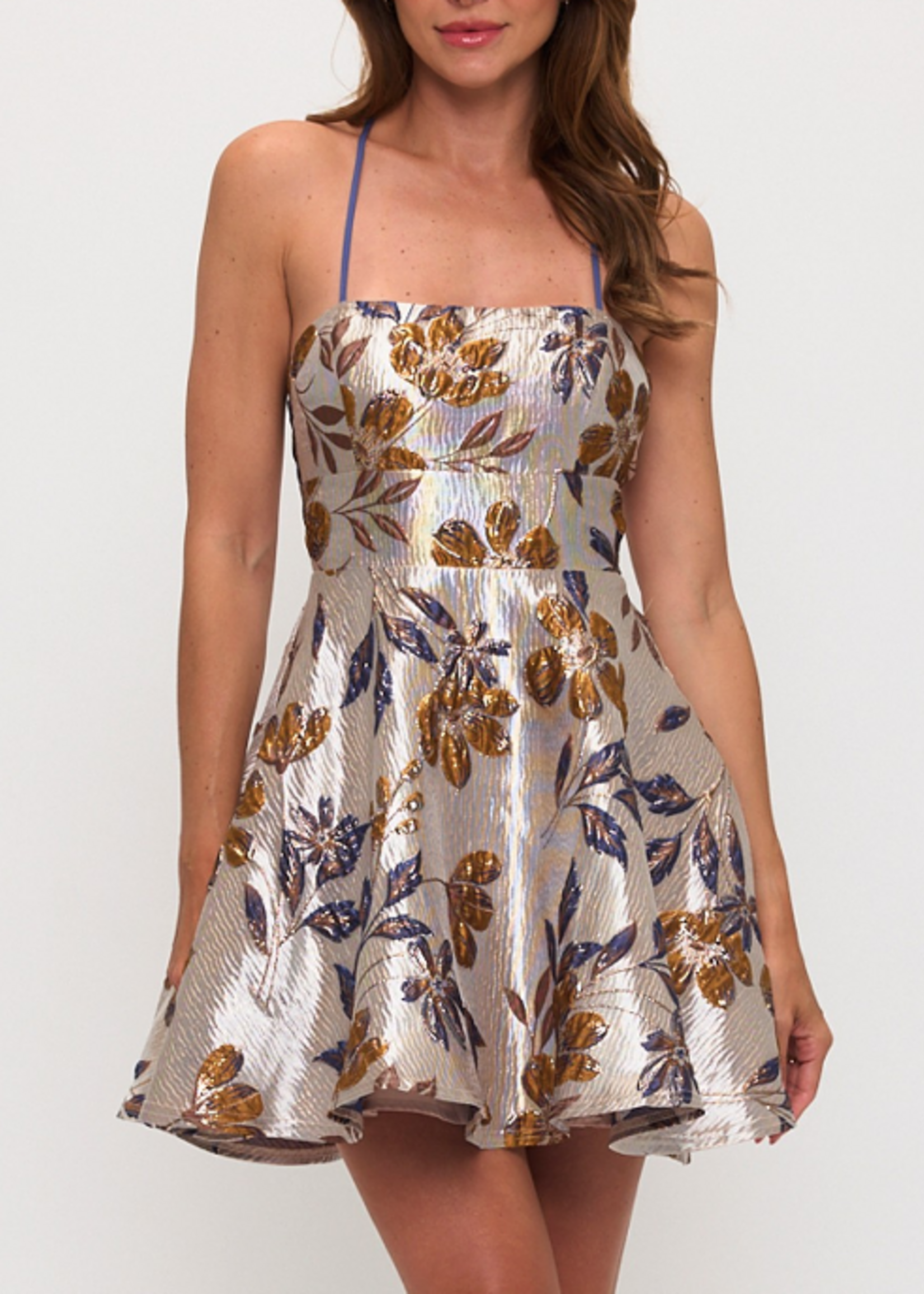 Jacquard Navy Floral Dress
