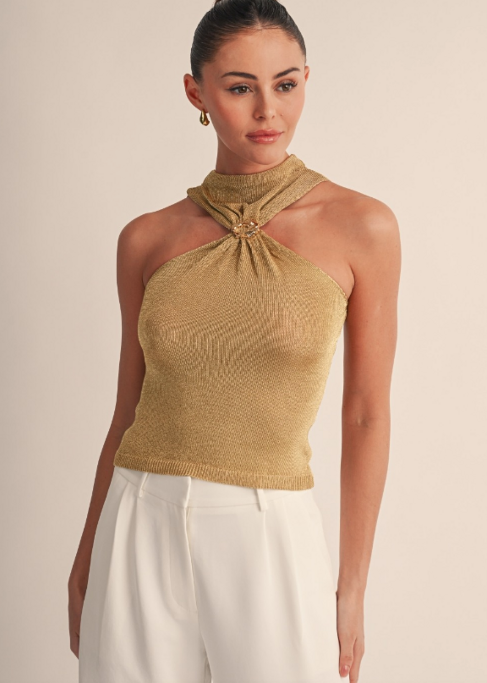 Halter Gold Accent Top (2 Colors)