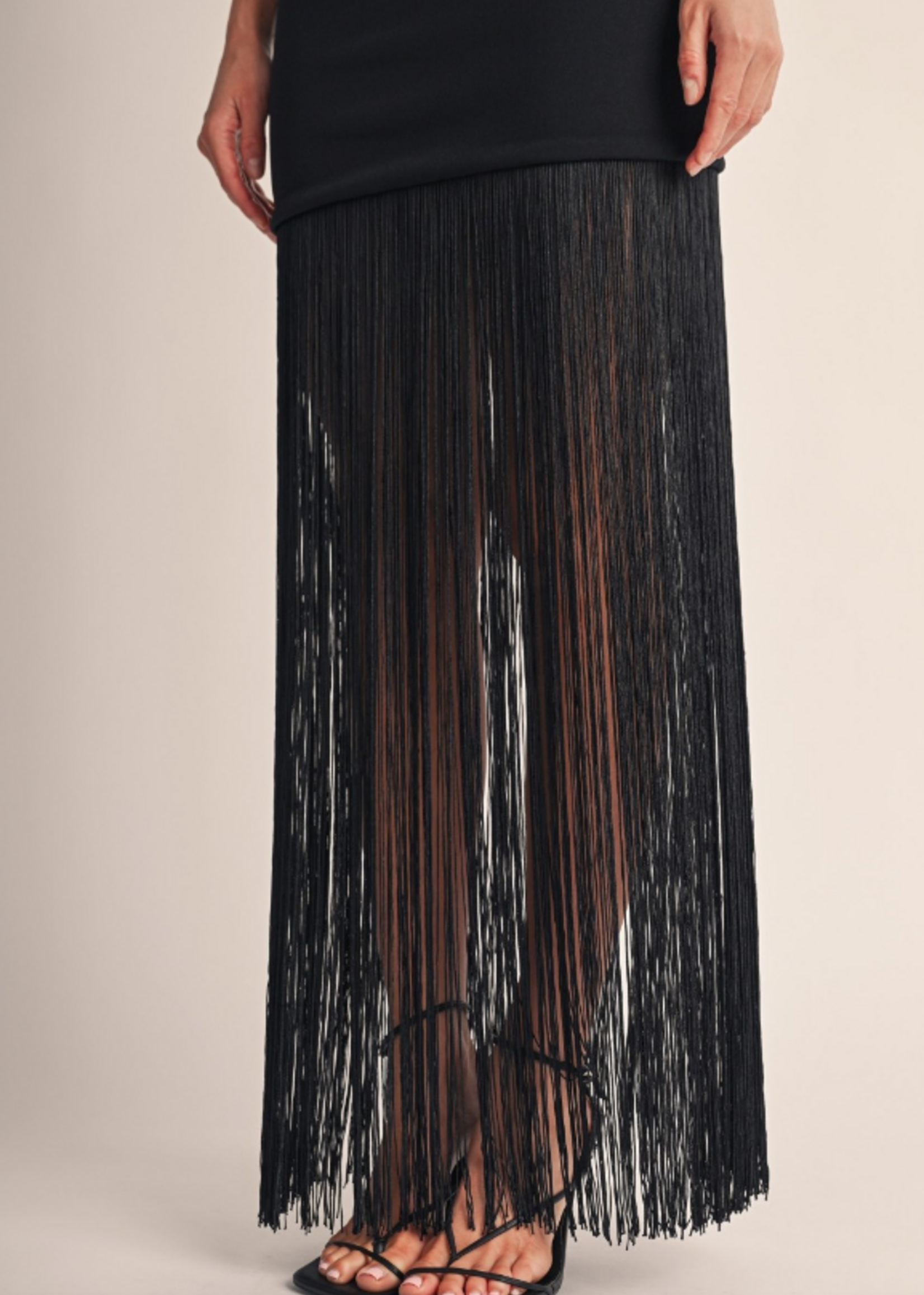 Lost In The Moment Fringe Black Dress