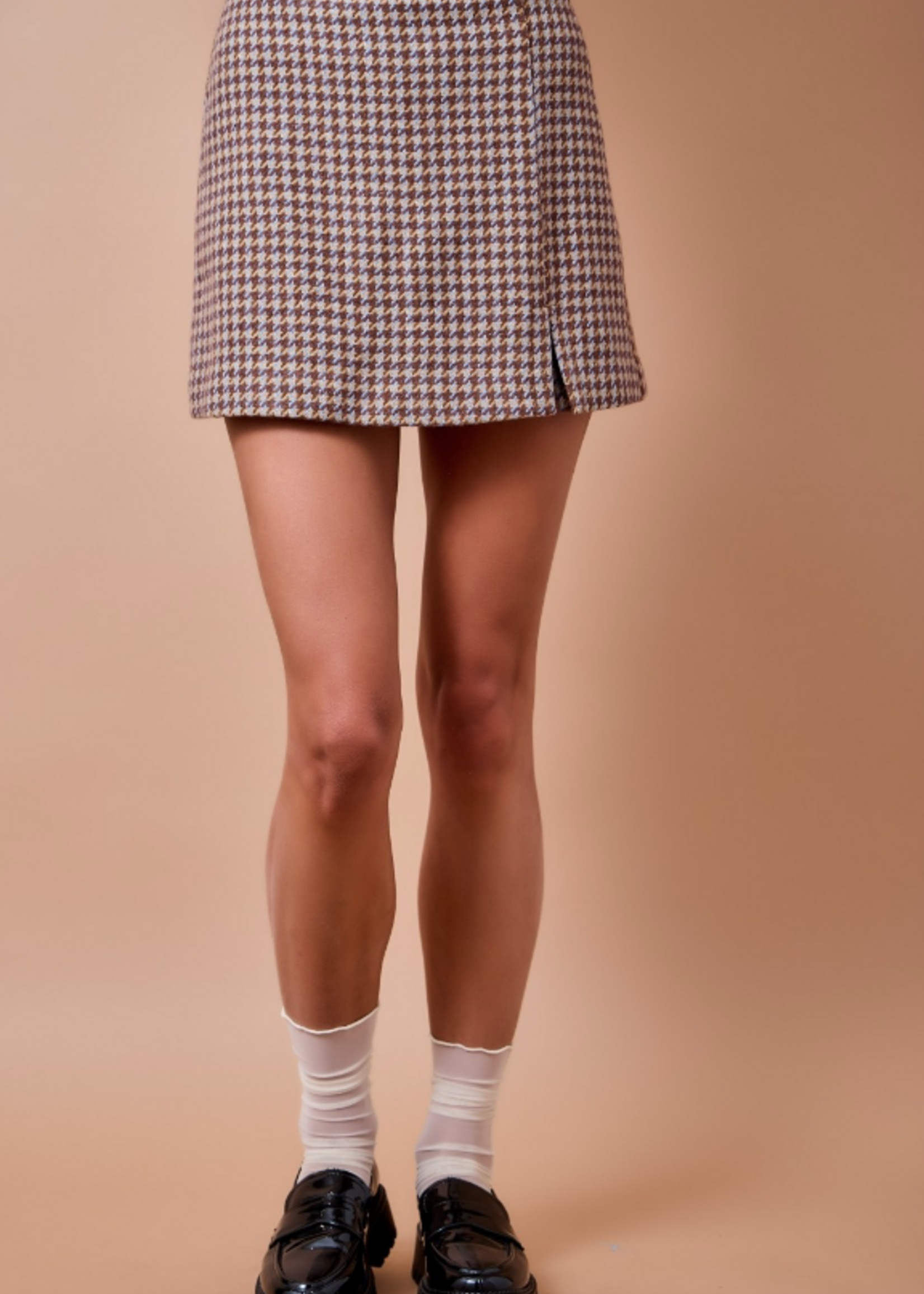 Fall Houndstooth Plaid Skort