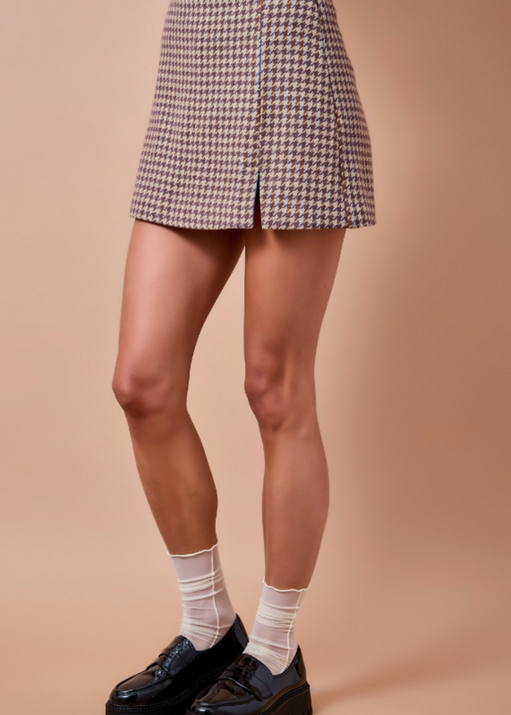 Fall Houndstooth Plaid Skort