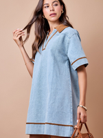 Denim Dress w/ Cord Trim