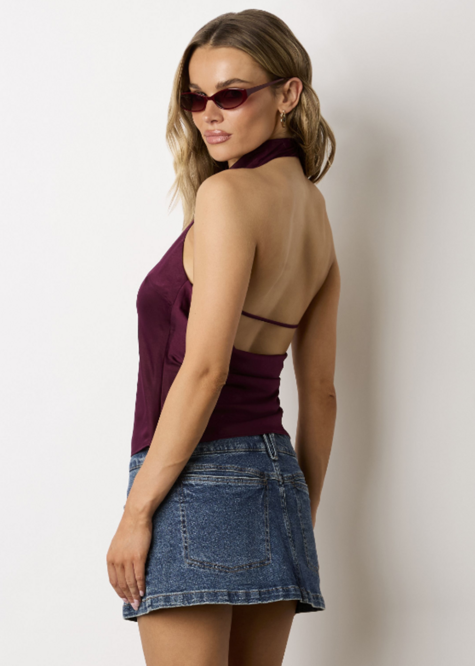 Plum Open Back Top