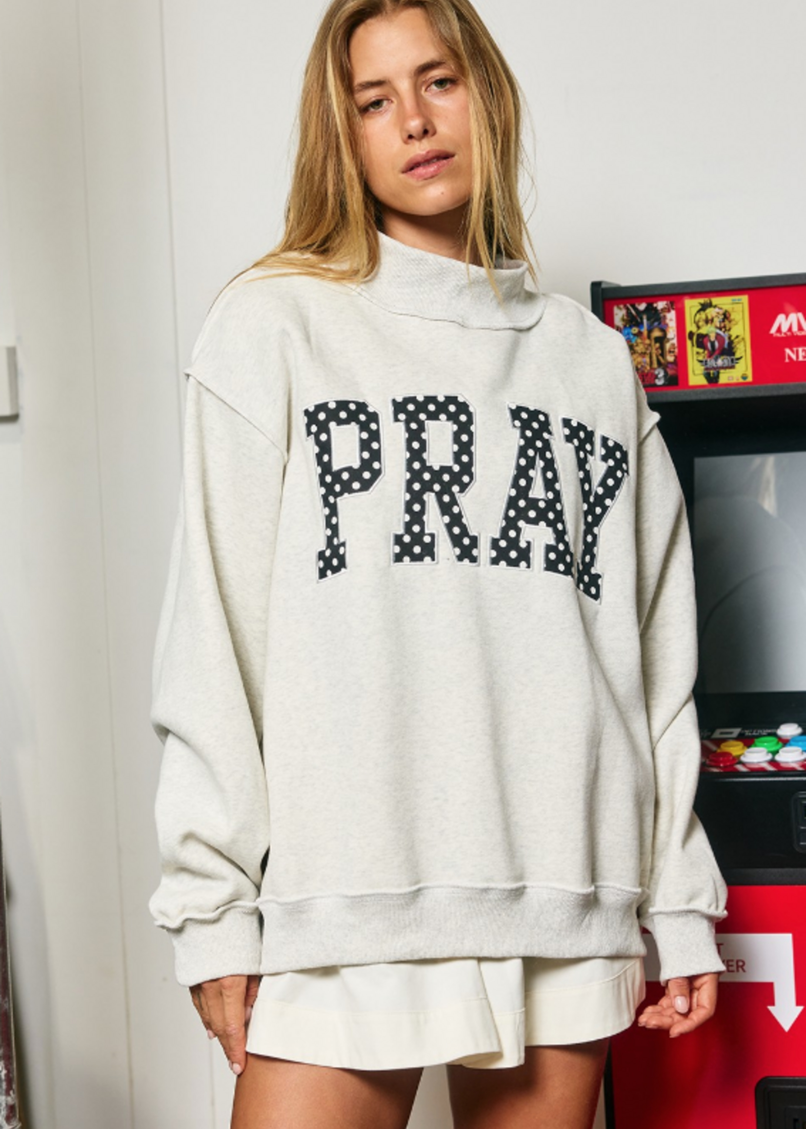 Pray Polka Dot Mockneck