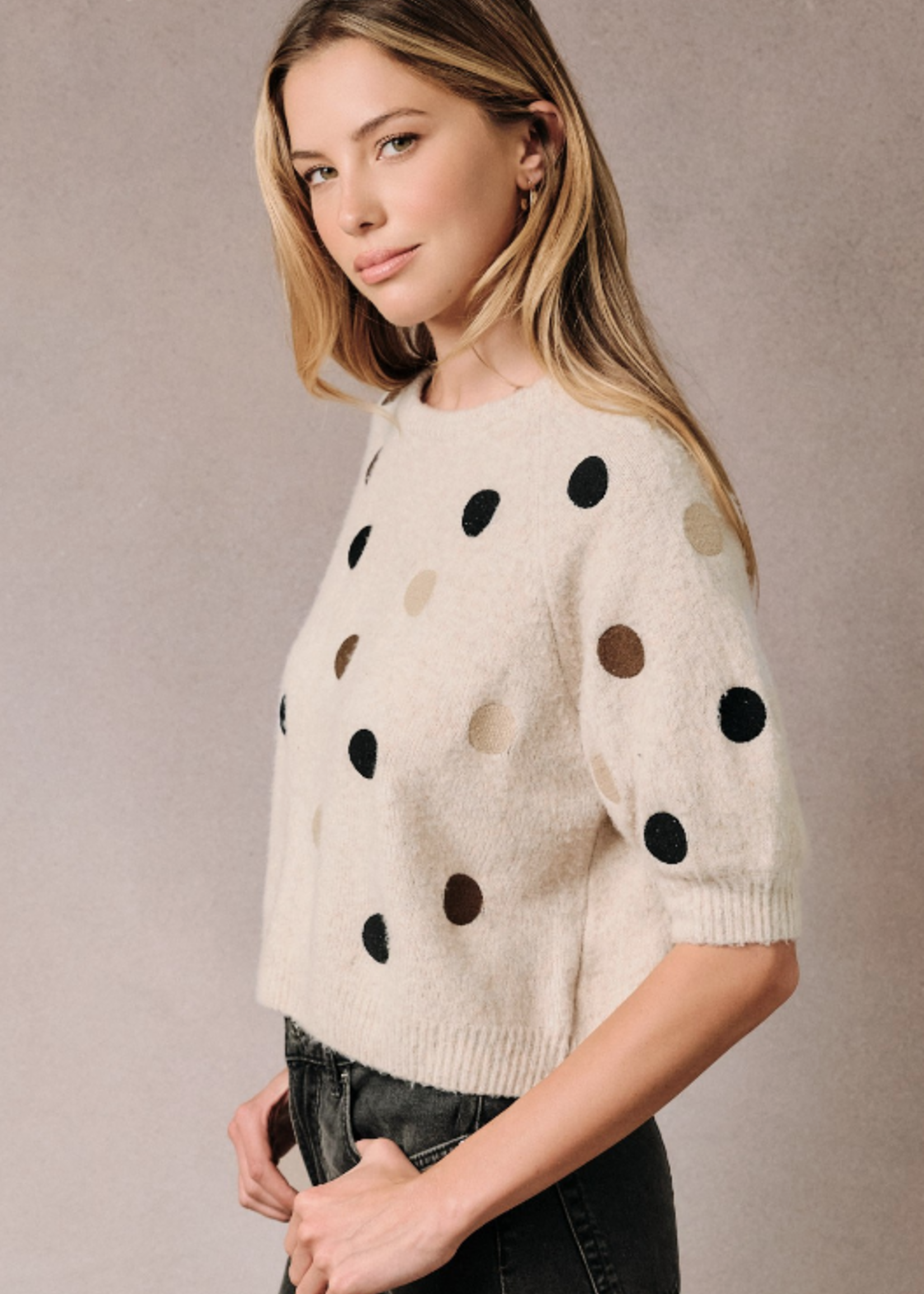 Oatmeal Polka Dot Sweater