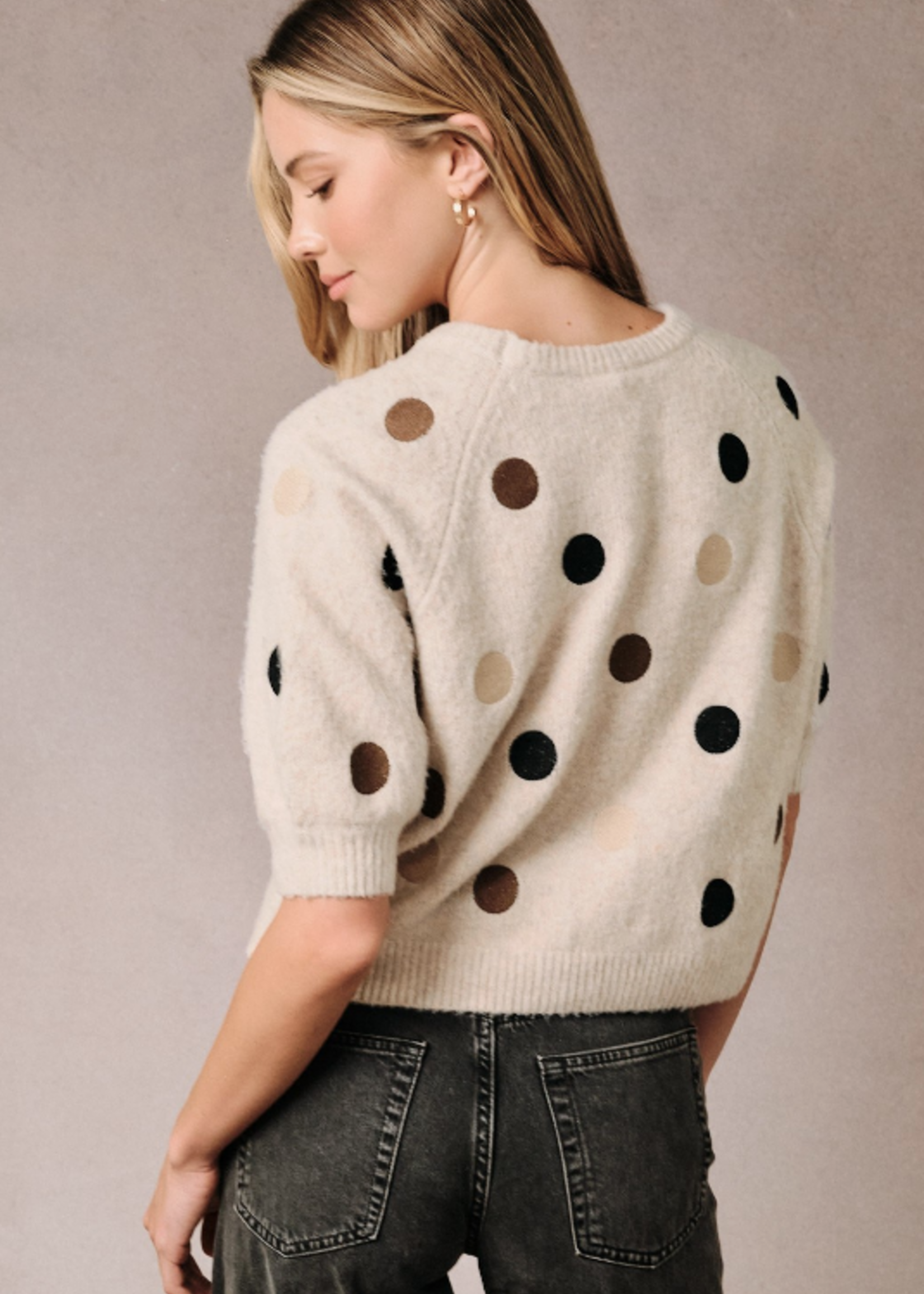 Oatmeal Polka Dot Sweater