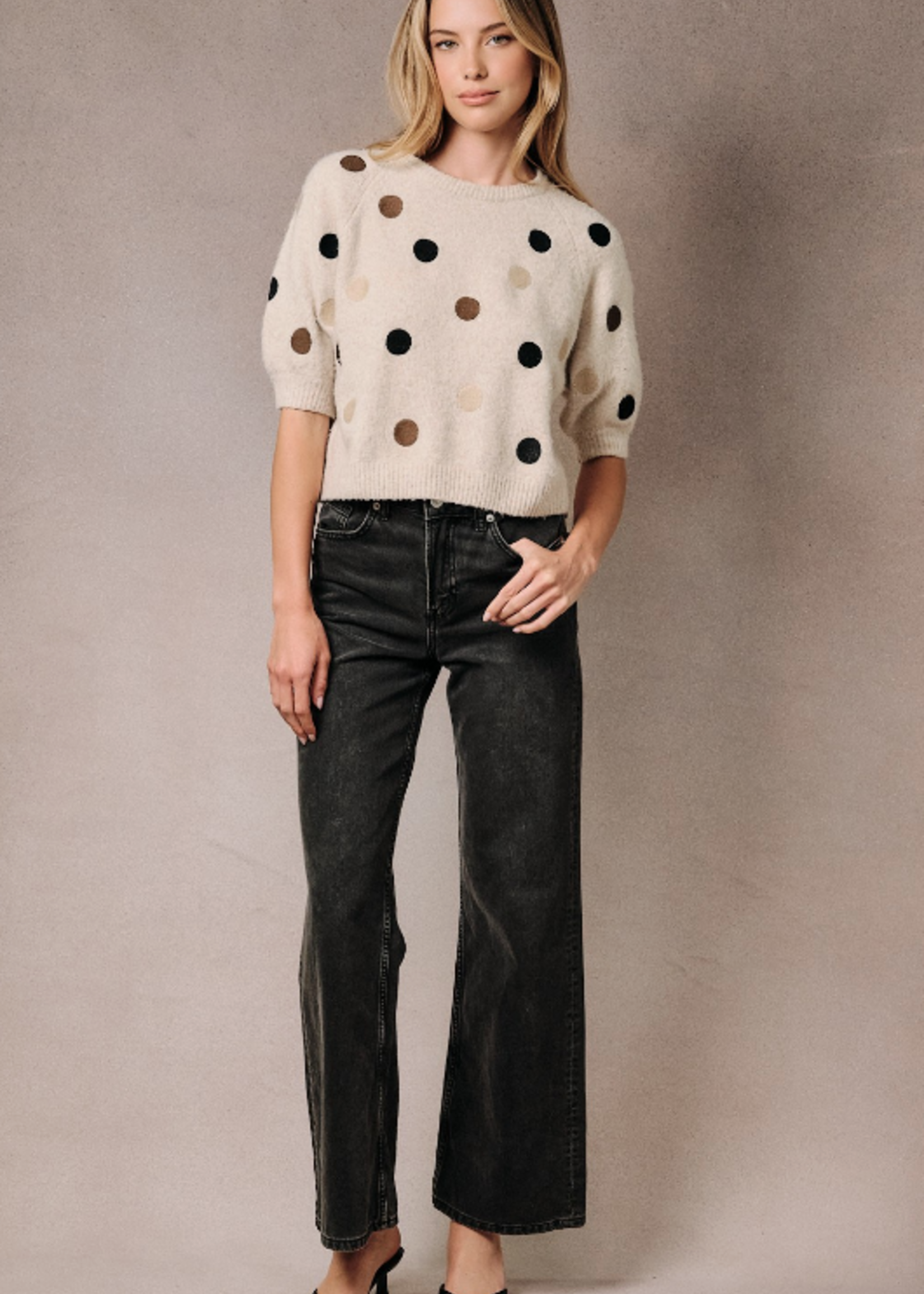 Oatmeal Polka Dot Sweater