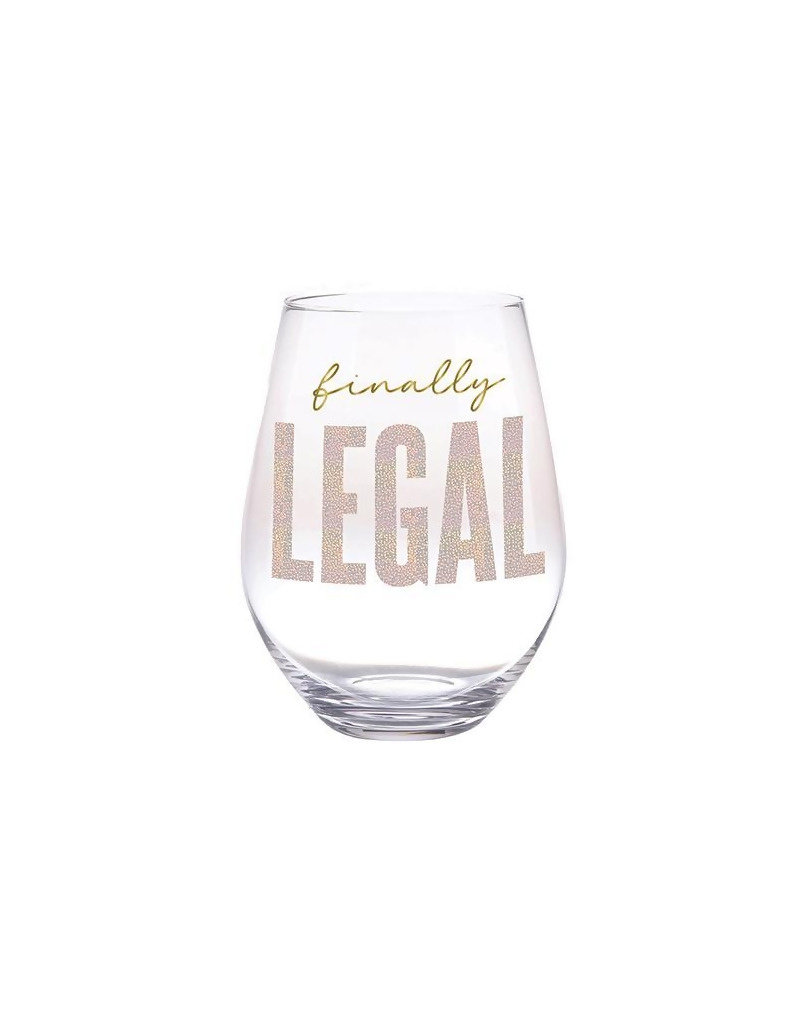 Slant Finally Legal Stemless Wine Glass