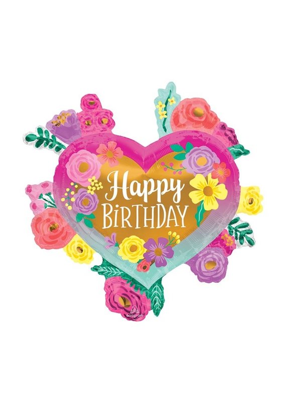 Anagram Flowers and Heart Birthday Balloon