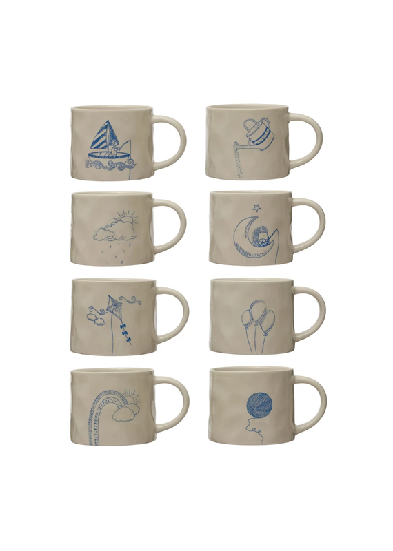 creative co-op Blue and White Stoneware Mug
