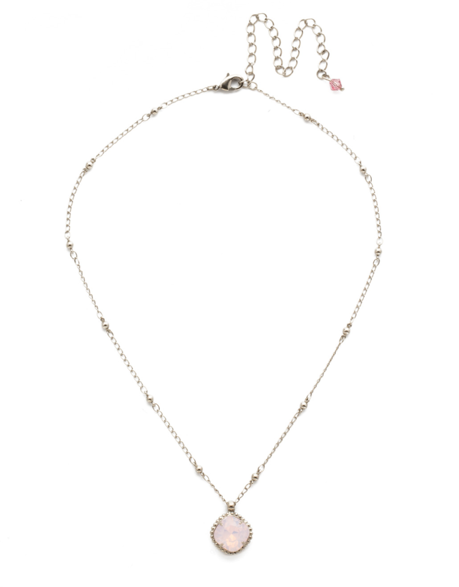 Cushion-Cut Solitaire Necklace in Antique Silver
