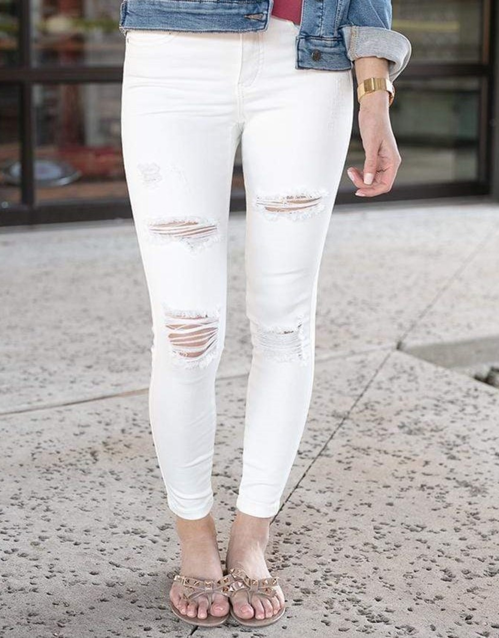 Distressed Ankle Jeggings - Ciao Bella 