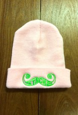 Stache Hat- Pink/Green