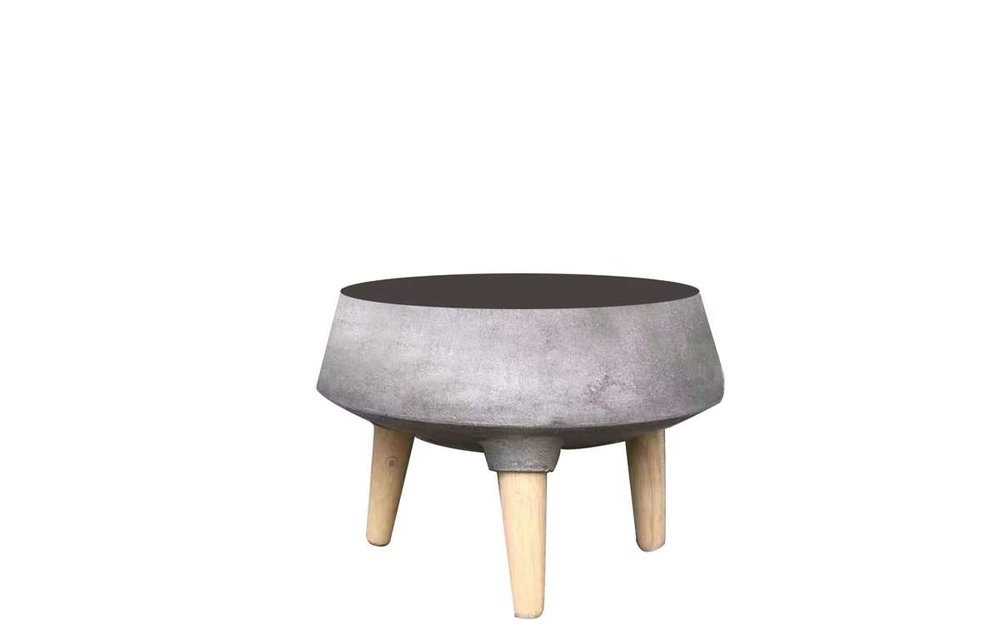 MyPatio Cement Planter Wood Legs 12-inch