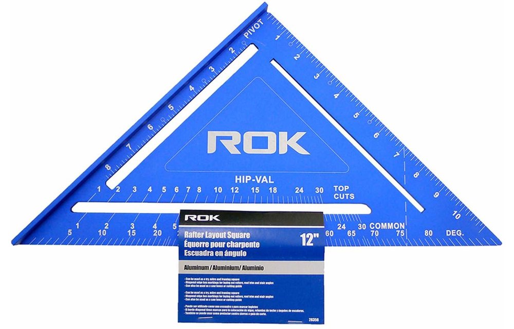 ROK 12-inch Aluminum Rafter Layout Speed Square