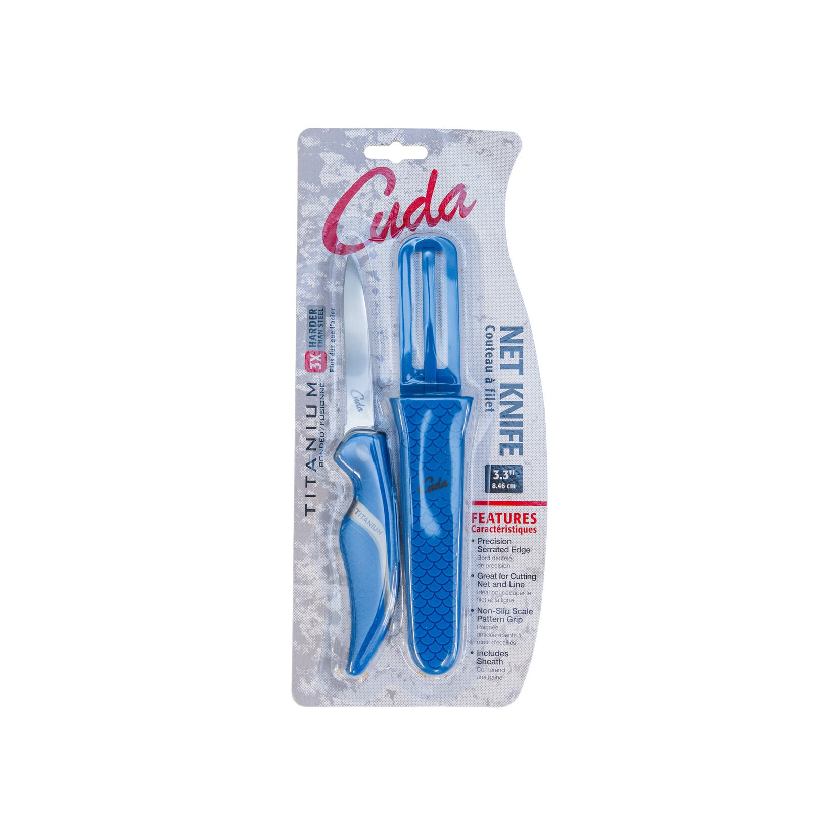 Cuda 3" Titanium Bonded Serrated Net Knife w/ Sheath