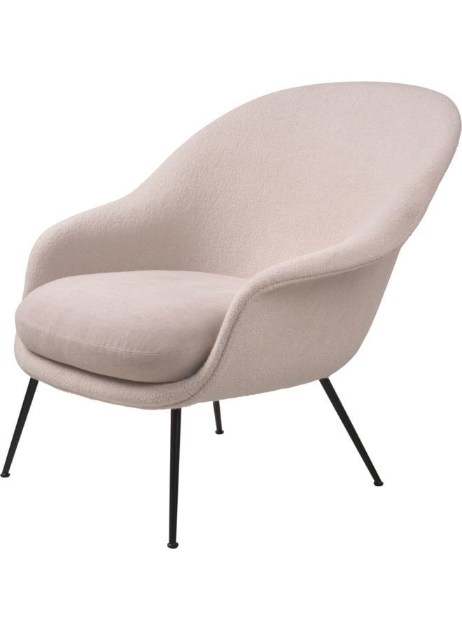 Bat Lounge Chair - Fully Upholstered, Low Back, Conic Base, Black Matte Tube Legs