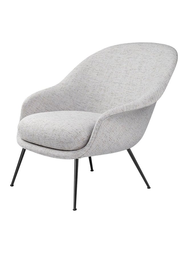 Bat Lounge Chair - Fully Upholstered, Low Back, Conic Base, Black Matte Tube Legs