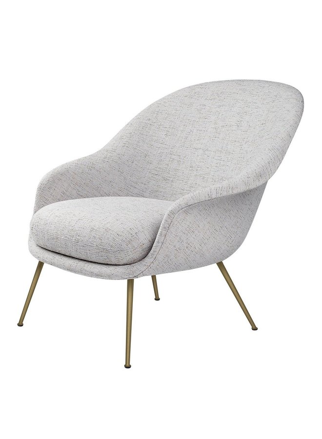 Bat Lounge Chair - Fully Upholstered, Low back, Conic base, Antique Brass