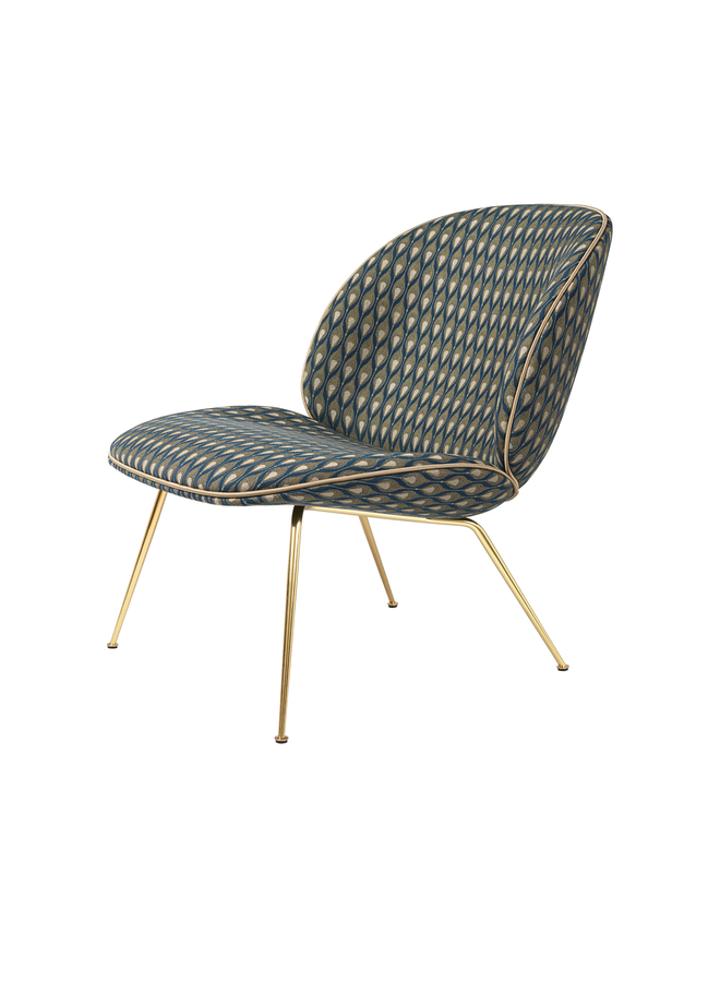 Beetle Lounge Chair - Fully Upholstered, Conic base, Antique Brass