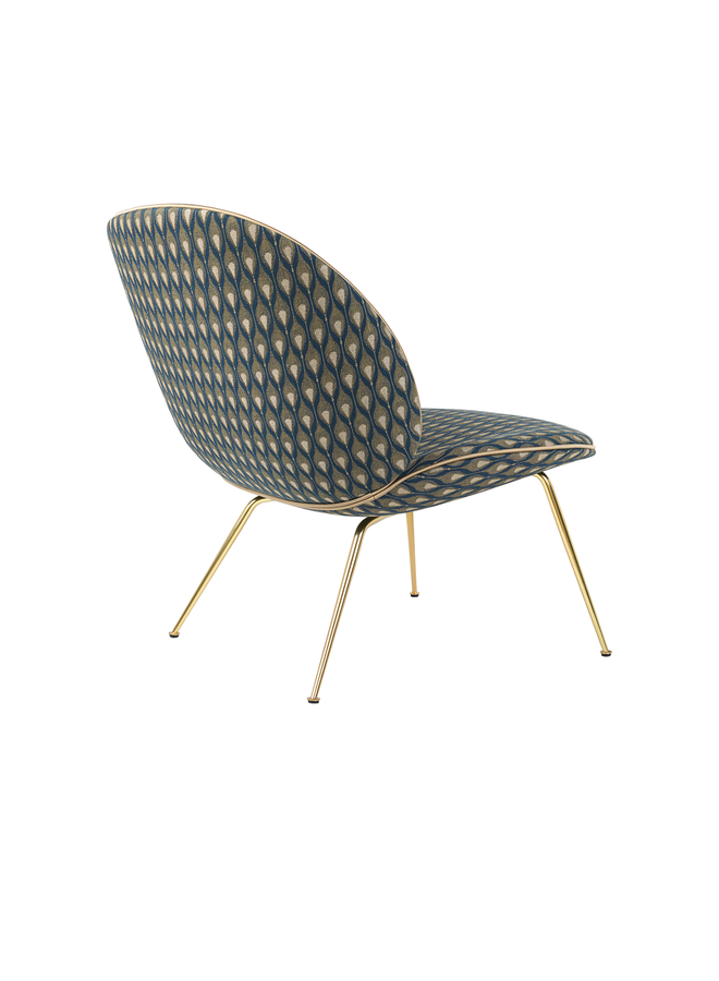 Beetle Lounge Chair - Fully Upholstered, Conic base, Antique Brass