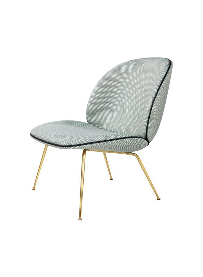 Beetle Lounge Chair - Fully Upholstered, Conic base, Antique Brass