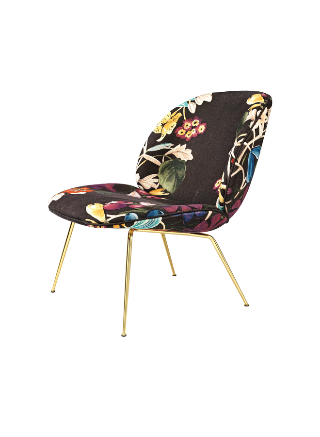 Beetle Lounge Chair - Fully Upholstered, Conic base, Antique Brass