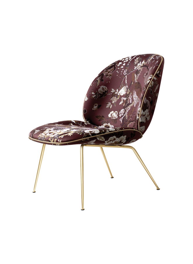 Beetle Lounge Chair - Fully Upholstered, Conic base, Brass Semi Matt