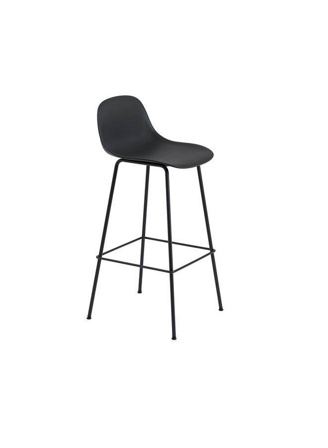 FIBER BAR STOOL W. BACKREST / TUBE BASE H: 75 CM / 29.5"