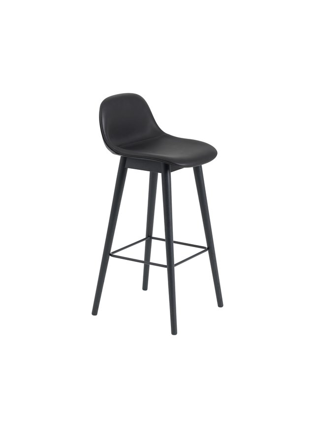 FIBER BAR STOOL W. BACKREST / WOOD BASE H: 75 CM / 29.5"