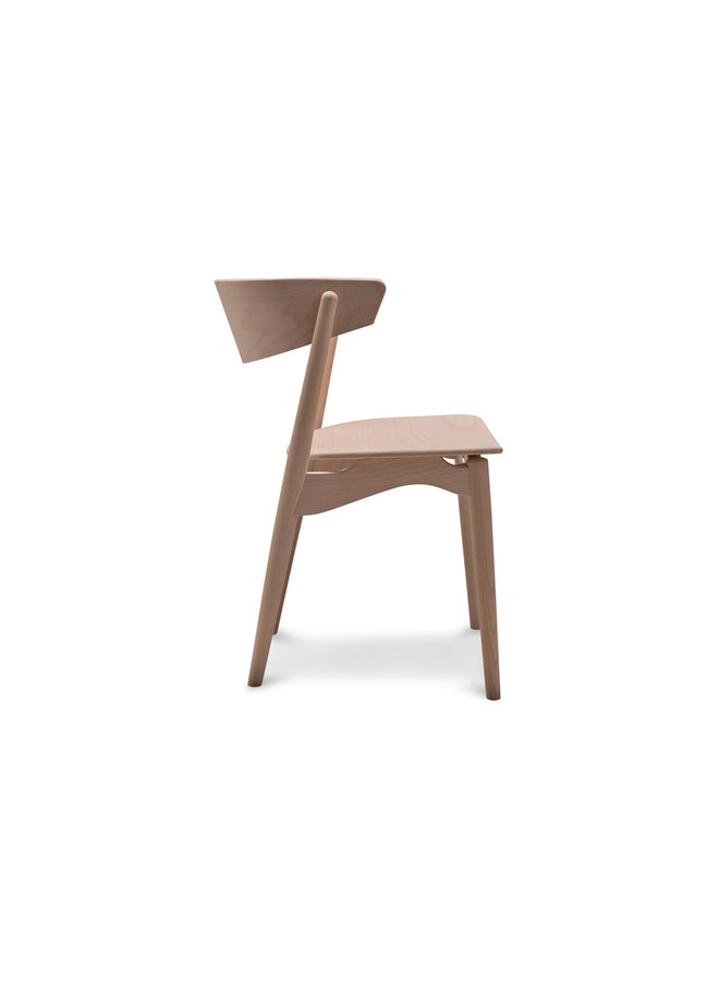 No. 7 Dining Chair, Beech - Wooden backrest/Upholstered seat