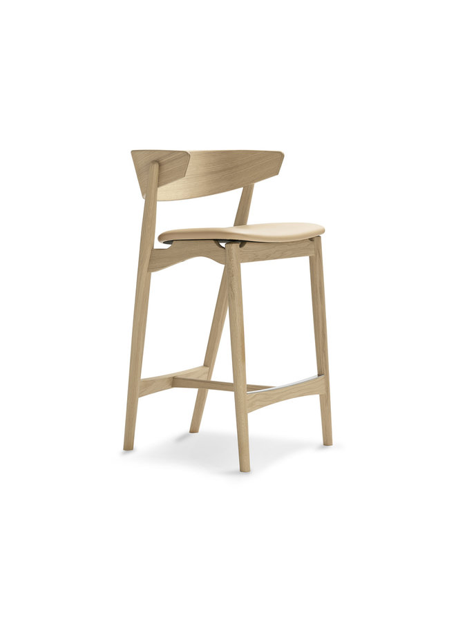 Sibast No 7 Oak Counter stool 65cm - Wooden backrest/upholstered seat