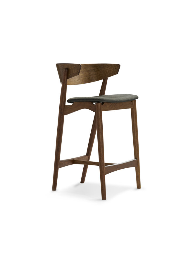 No. 7 Counter Stool, Oak, 65cm - Wooden backrest/upholstered seat