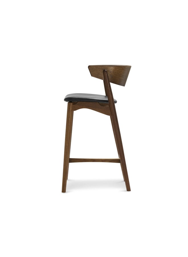 No. 7 Counter Stool, Oak, 65cm - Wooden backrest/upholstered seat