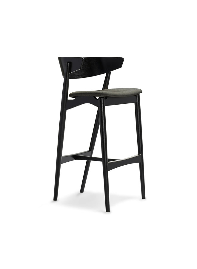 Sibast No 7 Oak Bar stool 75cm - Wooden backrest/upholstered seat