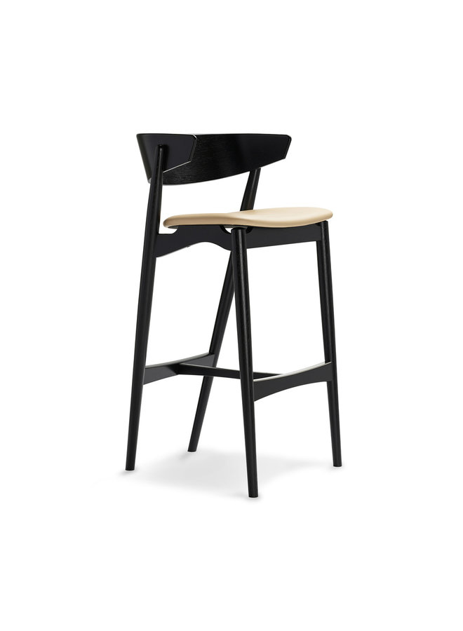 Sibast No 7 Oak Bar stool 75cm - Wooden backrest/upholstered seat