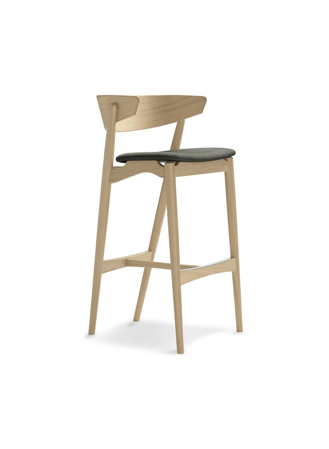 Sibast No 7 Oak Bar stool 75cm - Wooden backrest/upholstered seat