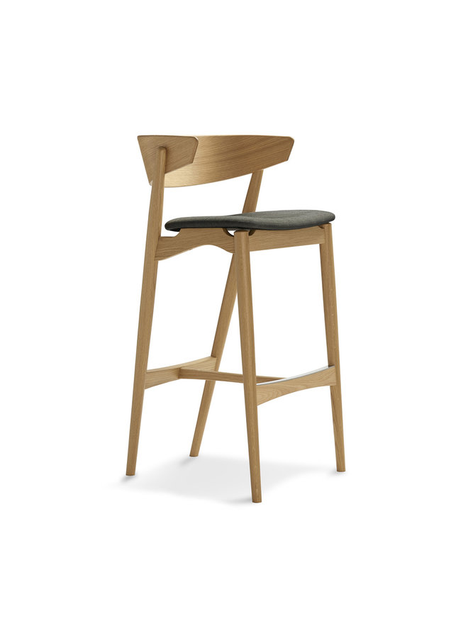 Sibast No 7 Oak Bar stool 75cm - Wooden backrest/upholstered seat