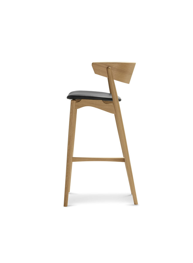 Sibast No 7 Oak Bar stool 75cm - Wooden backrest/upholstered seat