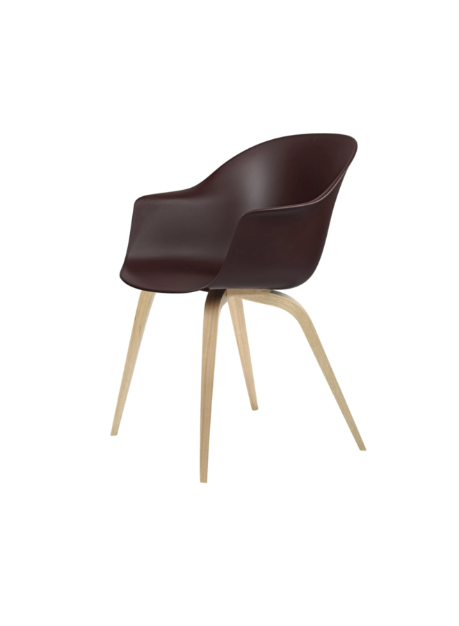 Bat Dining Chair, Wood base, Oak Semi Matt Lacquered, Plastic Guides