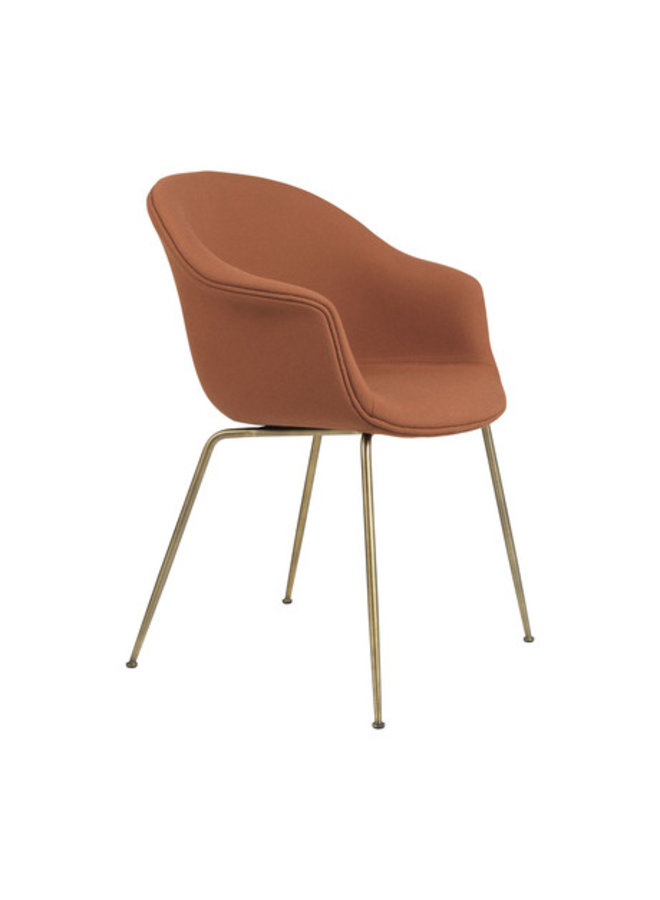 Bat Dining Chair - Fully Upholstered, Conic base, Brass Semi Matt Base