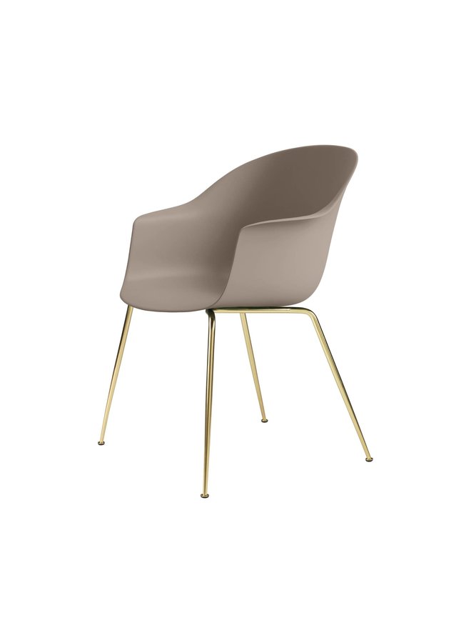 Bat Dining Chair, Conic base, Brass Semi Matt Base, Felt Glides