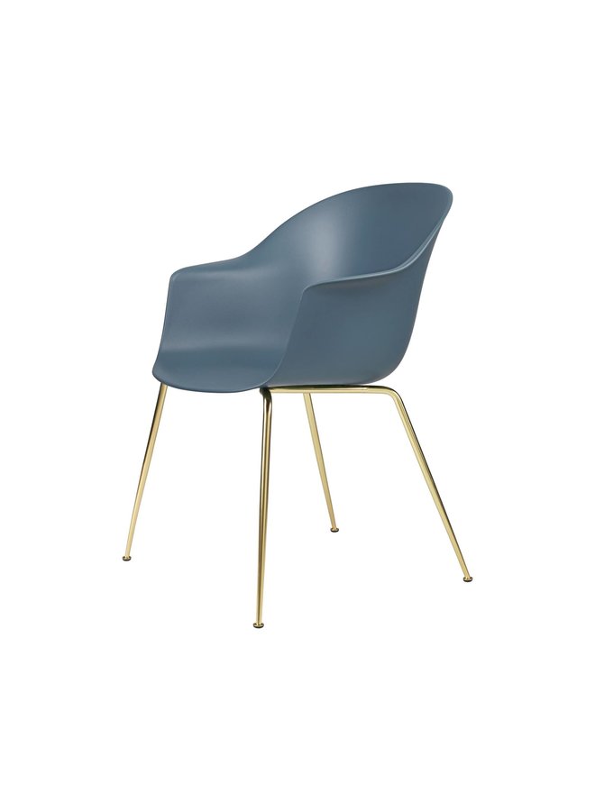 Bat Dining Chair, Conic base, Brass Semi Matt Base, Plastic Glides