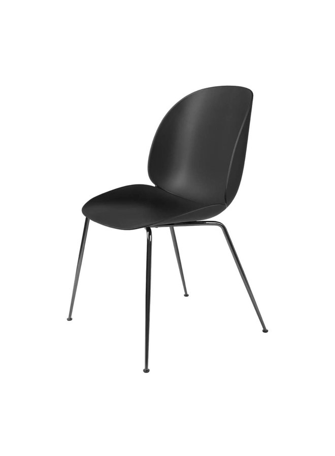 Beetle Dining Chair - Un-Upholstered, Conic base, Black Chrome Base