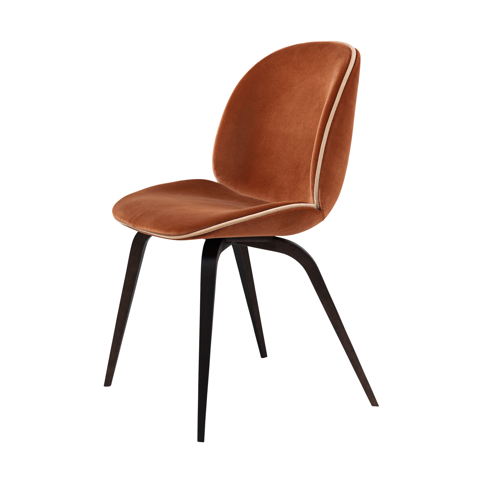 Beetle Dining Chair Fully Upholstered, Wood base, Smoked Oak Matt